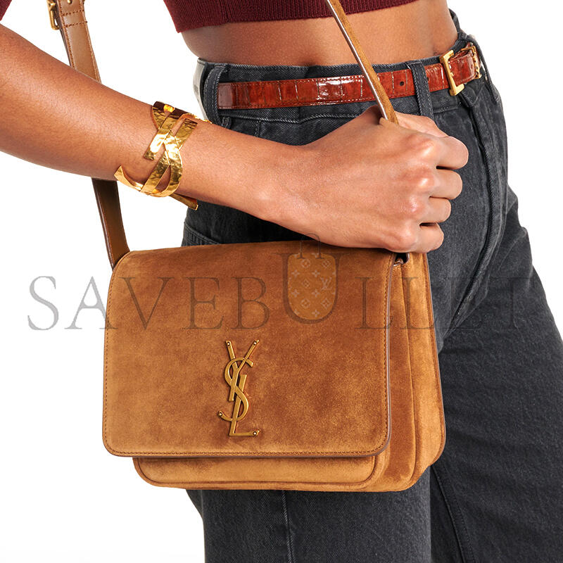 y*l Sa**t Lau*nt small satchel in suede 633151 (21*16*5cm)